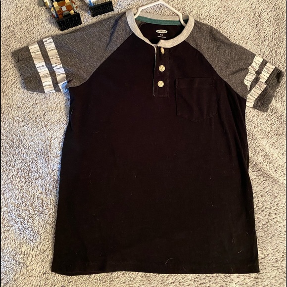 OLD NAVY•Boys Gray & Black Ringer Sleeve Top•M 8 - Picture 2 of 10